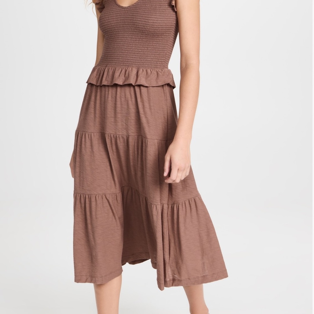 Nation LTD Brown Tiered Midi Dress